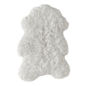 White fluffy sheepskin carpet model