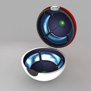 3d model pokeball open animation