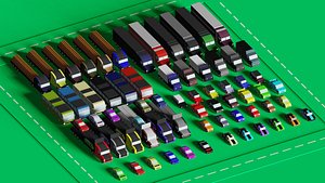 3D pack vehicles trucks cars model