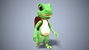 3D model cartoon gecko traveler