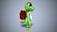3D model cartoon gecko traveler