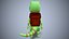 3D model cartoon gecko traveler