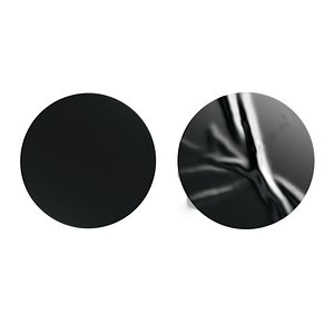 Two Black  Round Stickers - smooth and rugose glued label model