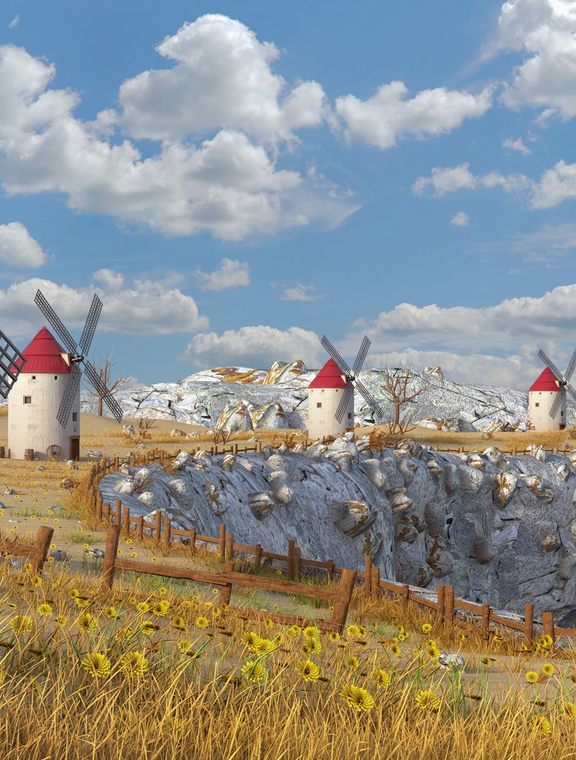 3D landscape windmill spanish model https://p.turbosquid.com/ts-thumb/FG/AWokJ2/7tWSlCII/winmill4/jpg/1534846152/1920x1080/fit_q87/0712b163959a15fefbd40c08ddb4a8d9e8c2f6e1/winmill4.jpg
