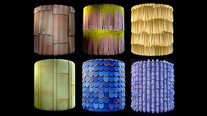 Stylized Roof Substance PBR material collection and textures model
