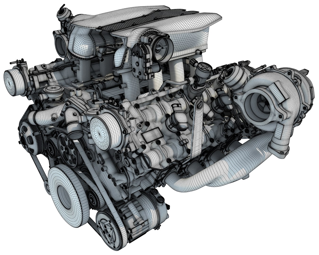 3D Model Twin Turbocharged V8 Engine - TurboSquid 1247630