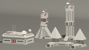 sci-fi buildings 3D model