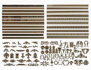 3D Crown  Molding Scroll Ornament Carving  Line  Wrought Iron