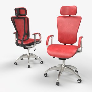 Red Black Modern Ergonomic Office Chair 3D model