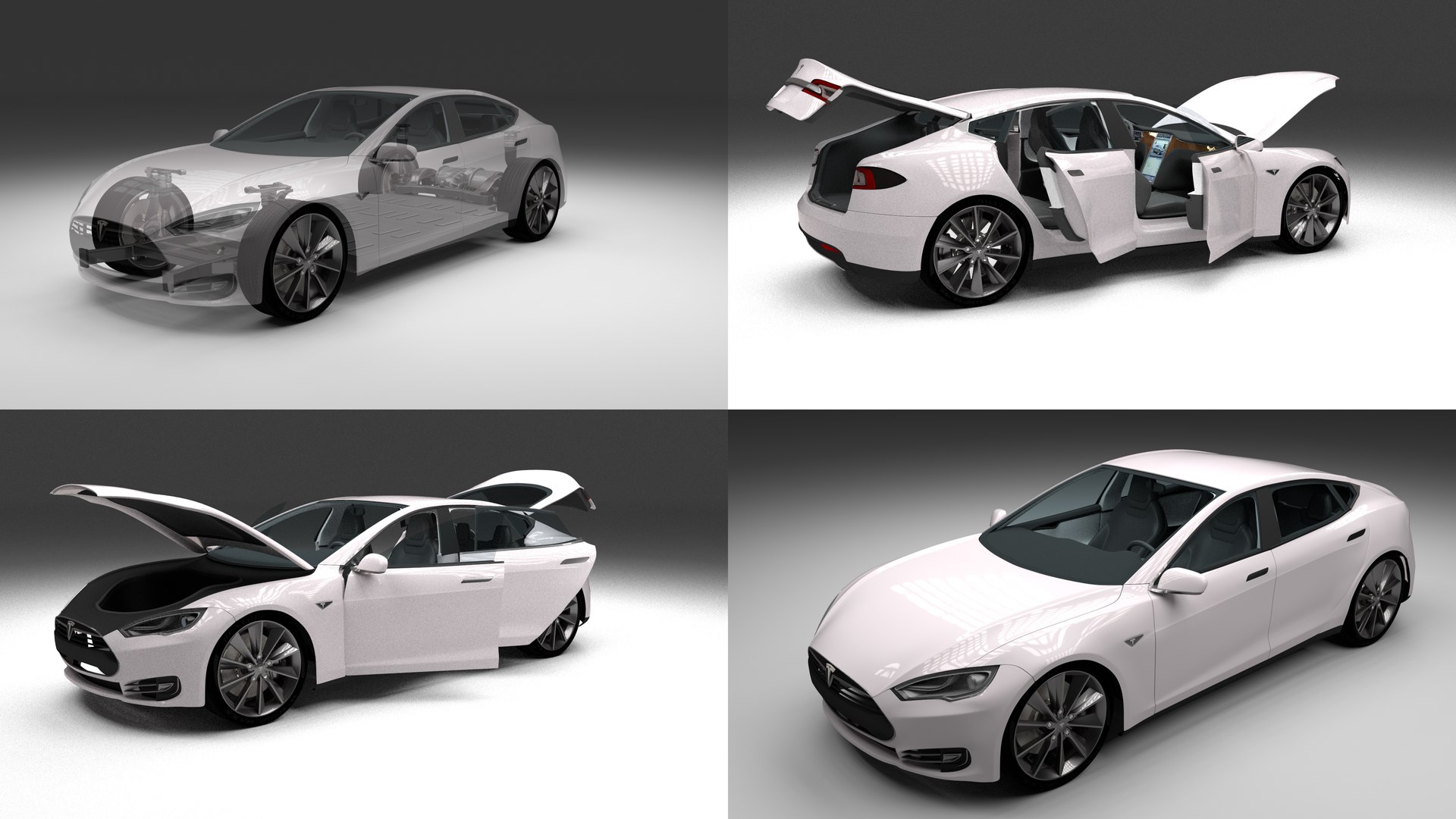 tesla s interior modeled 3d model