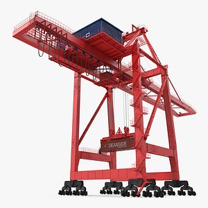 3d model port container crane red