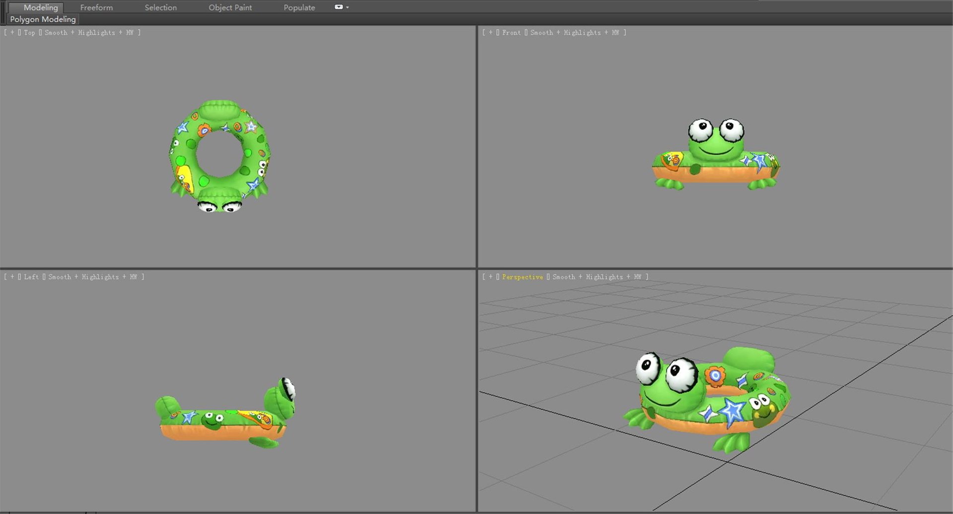 3D Cartoon swimming ring - frog shape - TurboSquid 2106756