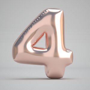 3D 4 Number Balloon Copper model