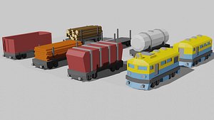 train and wagons 3D