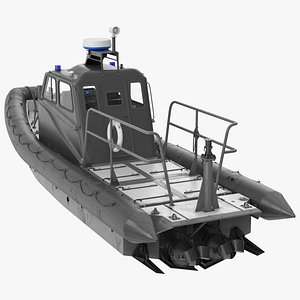 Rigid Inflatable Boat with Navigation Lights Black Rigged for Maya