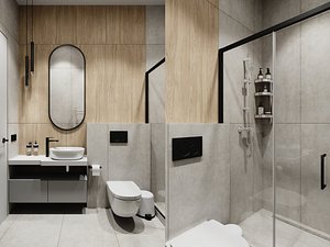 Modern bathroom scene 3D model