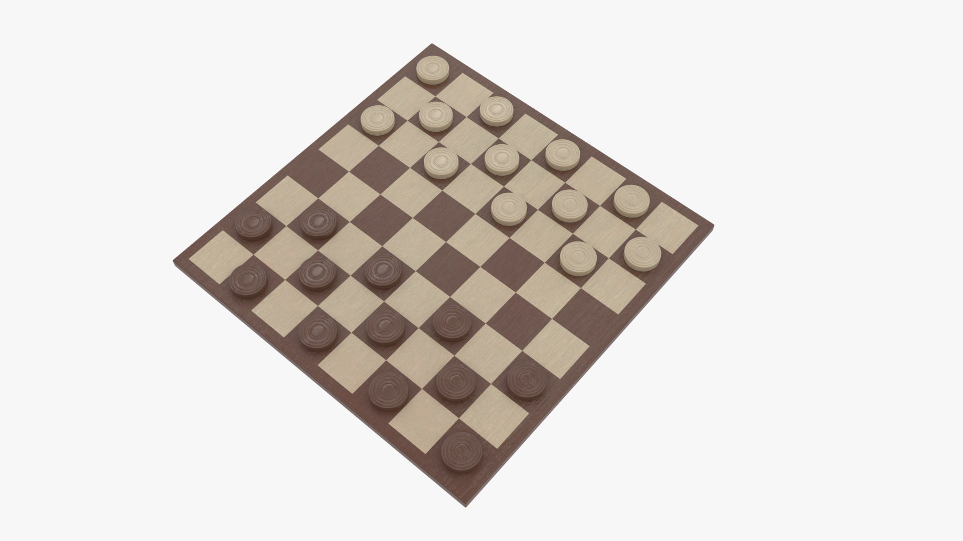 3D Model Classic Checkers Wooden Board - TurboSquid 1580795