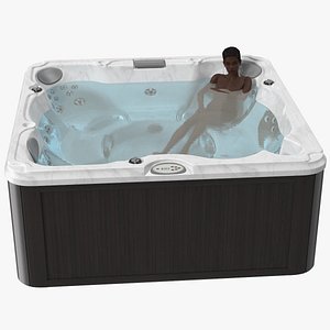 Nude Dark Skin Woman in Large Hot Tub Rigged model