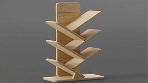 3D Wooden Standing Book Shelf model