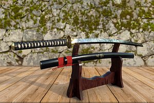 katana steel damascus 3D model