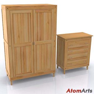 bedroom storage ikea stranda 3d model