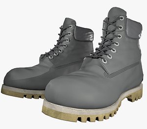 gray leather boots pbr 3D model
