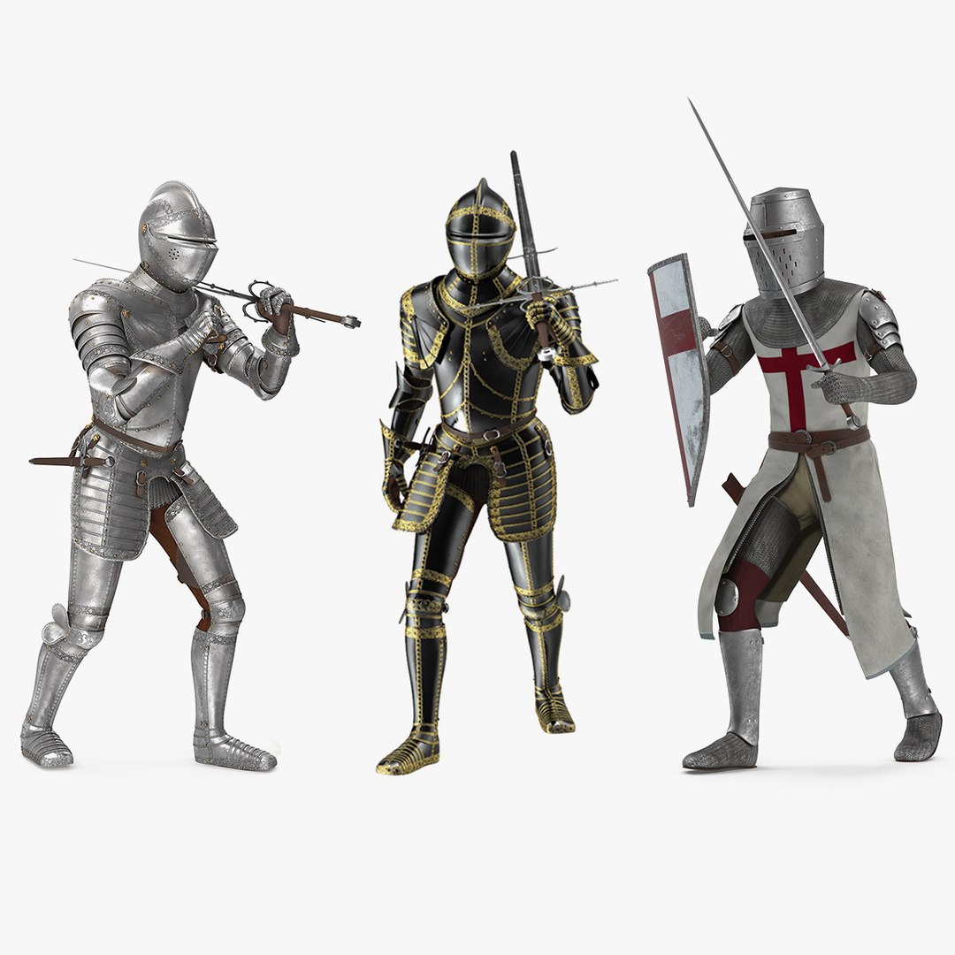 Rigged Medieval Knight Plates Armor Collection