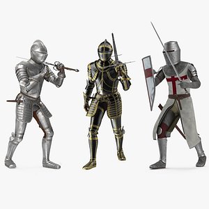 3D Rigged Medieval Knight Plates Armor Collection model