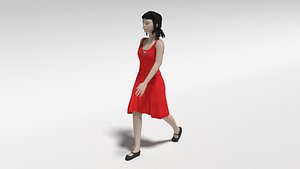 cartoon walking woman 3D