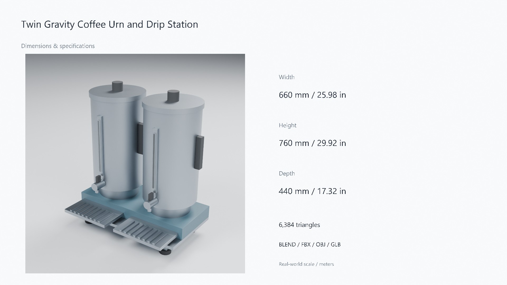 Twin Coffee Urns with Drip Trays 3D model https://p.turbosquid.com/ts-thumb/FH/mcrQ1G/nT/07_dimensions/jpg/1788962097/1920x1080/fit_q87/e6e189e8b8cb089720863093f6c93ae9345f1ea9/07_dimensions.jpg