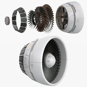 Propulsion Jet Rotor White Animated Rigged for Maya