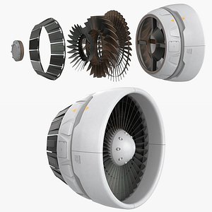 Propulsion Jet Rotor White Animated Rigged for Maya