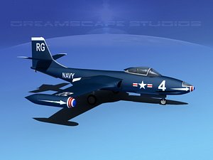 korean f2h banshee jet fighter 3d model