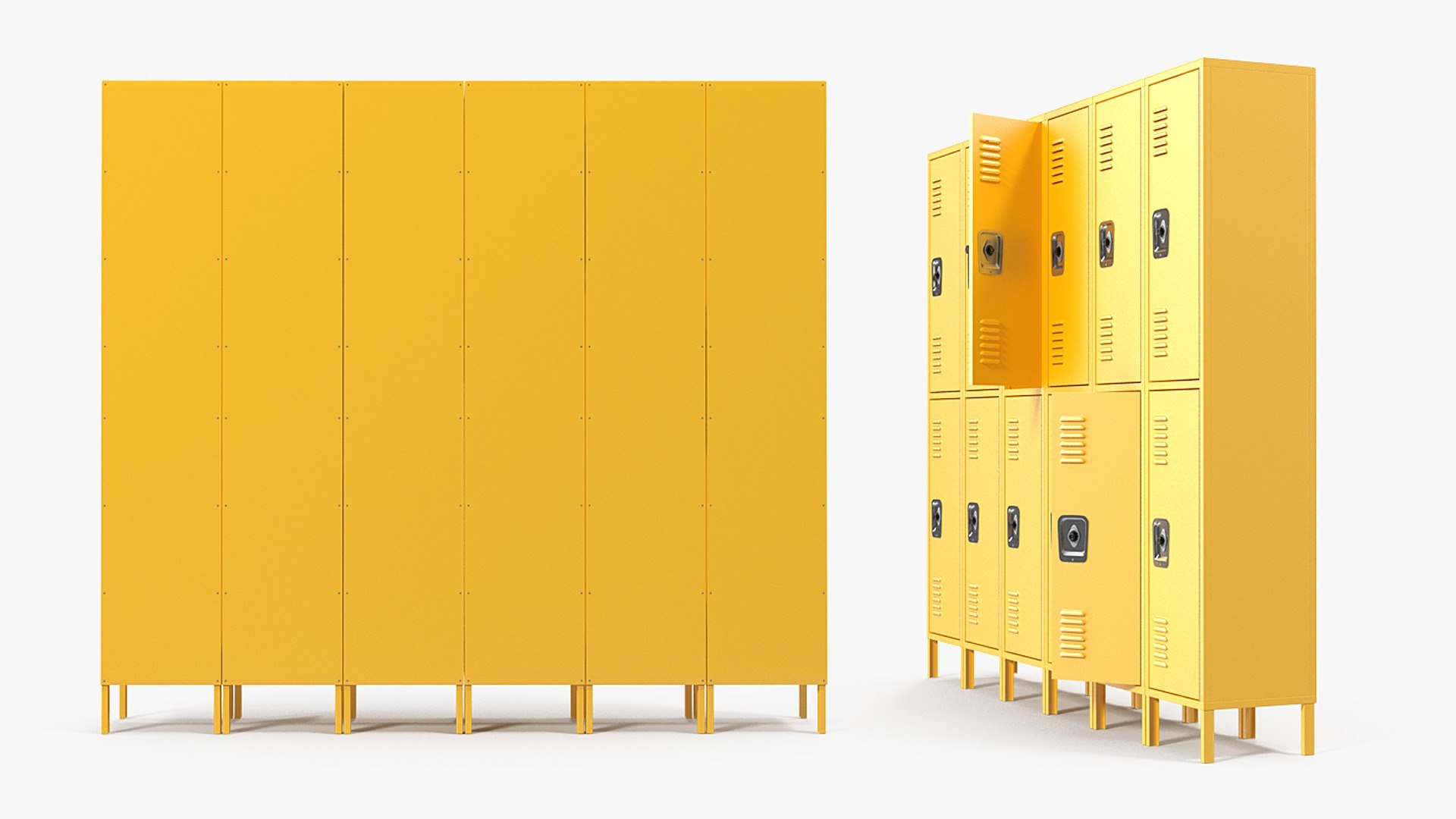 Commercial Two Row Lockers 3D Model - TurboSquid 2547622