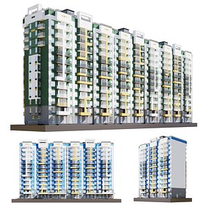 Set of multi-story apartment buildings model
