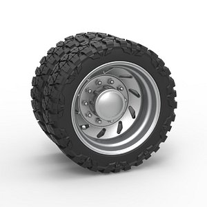 Diecast 10 Triangular Hole rear semi wheel for pickup Version 3 Scale 1 to 25 3D