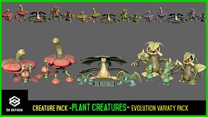 RPG Creatures- Plants Monsters- evolution variety bundle 3D model
