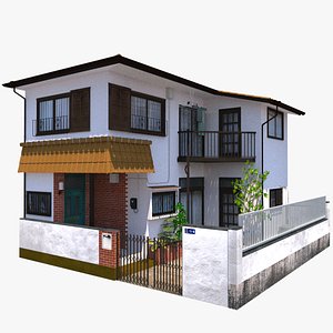 3D Japanese Yellow House PBR Remastered model