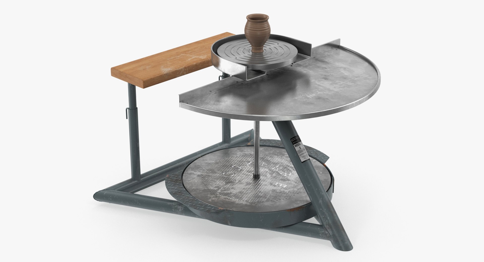 Clay Pot on Pottery Wheel 3D Model 3D model preview
