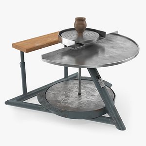 Clay Pot on Pottery Wheel 3D Model