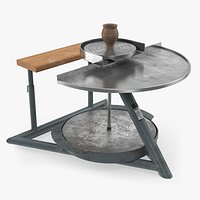 Clay Pot on Pottery Wheel 3D Model