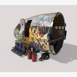 3D Aircraft Head with Graffiti in the Aircraft Graveyard model