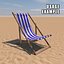 deck chair - blue 3d model