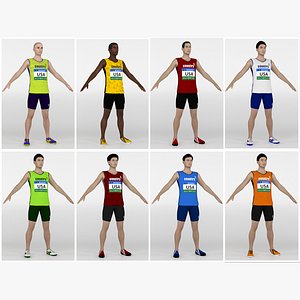 3D 8 Athlete Runners Collection model