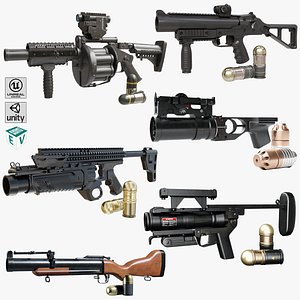 6 Grenade Launcher Black All PBR Unity UE Textures Included