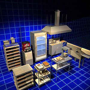 3d model donut shop equipment 01
