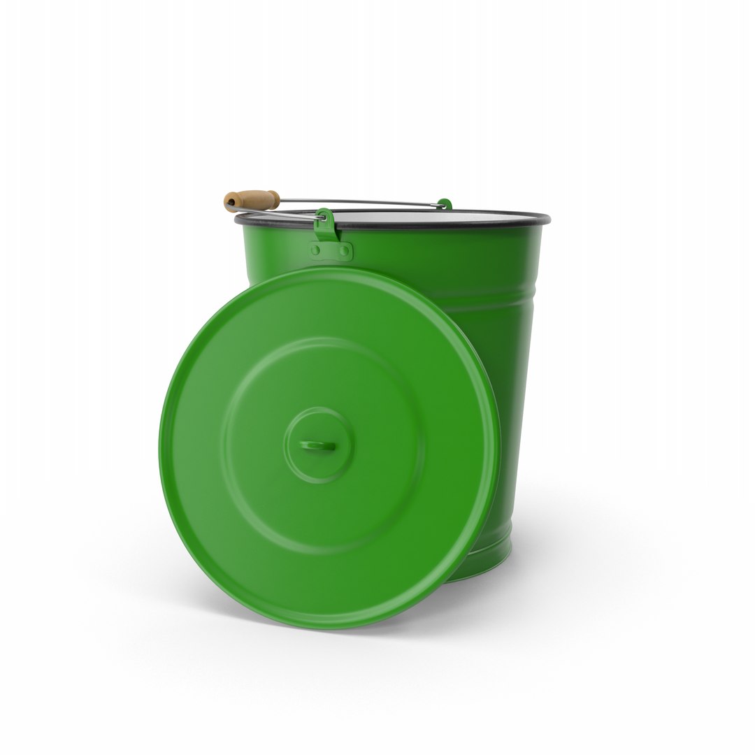 3D Green Metal Bucket TurboSquid 2134788