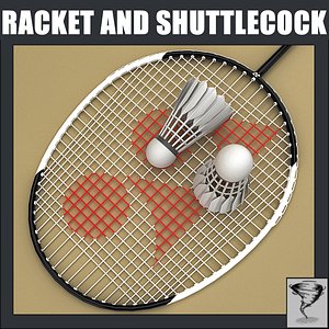 badminton racket shuttlecock 3d obj