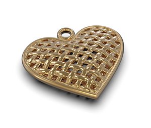 3D wicker heart pendant model