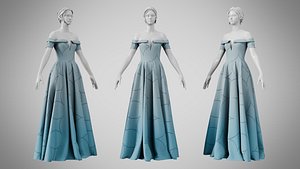 3D model Dress 08 Weldon Blue With Design